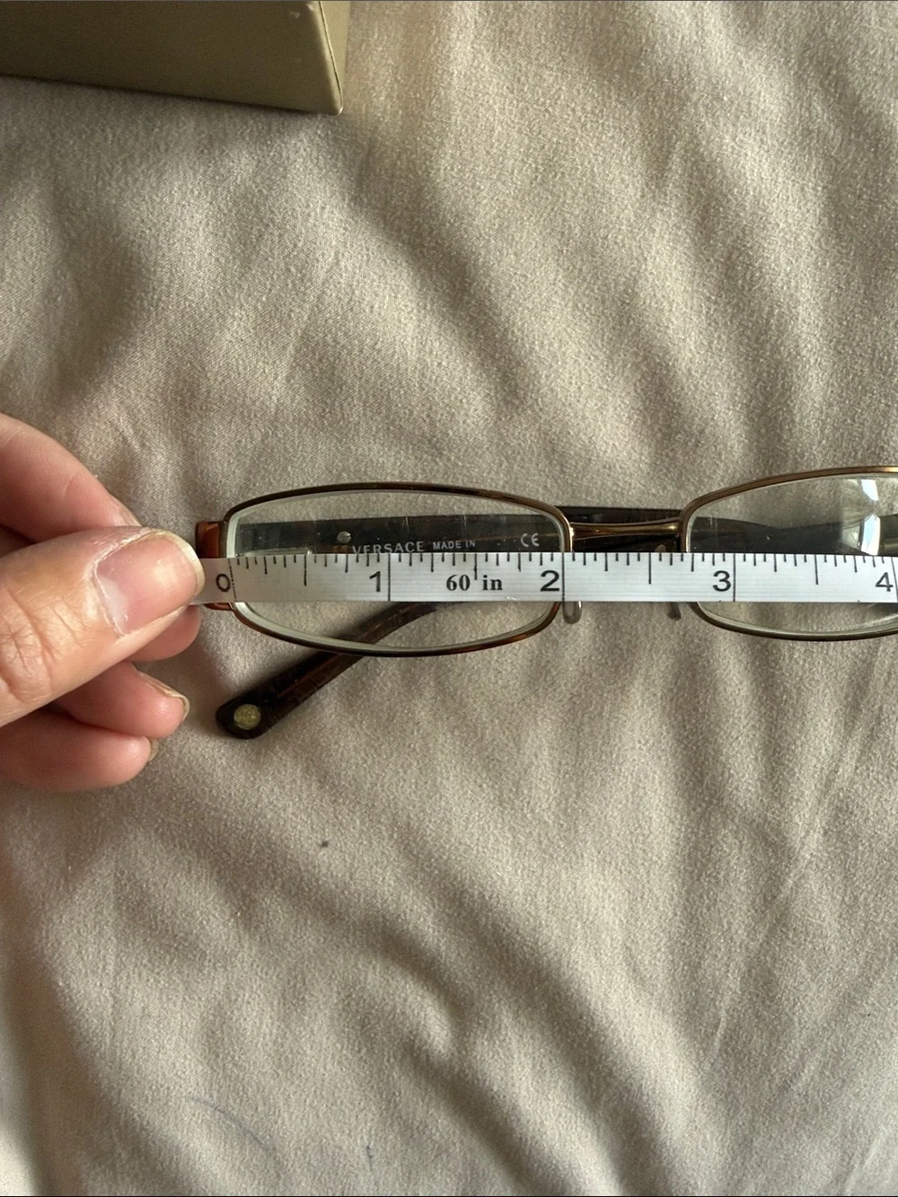 Versace Gold Metal Rectangular Women's Glasses with White Case